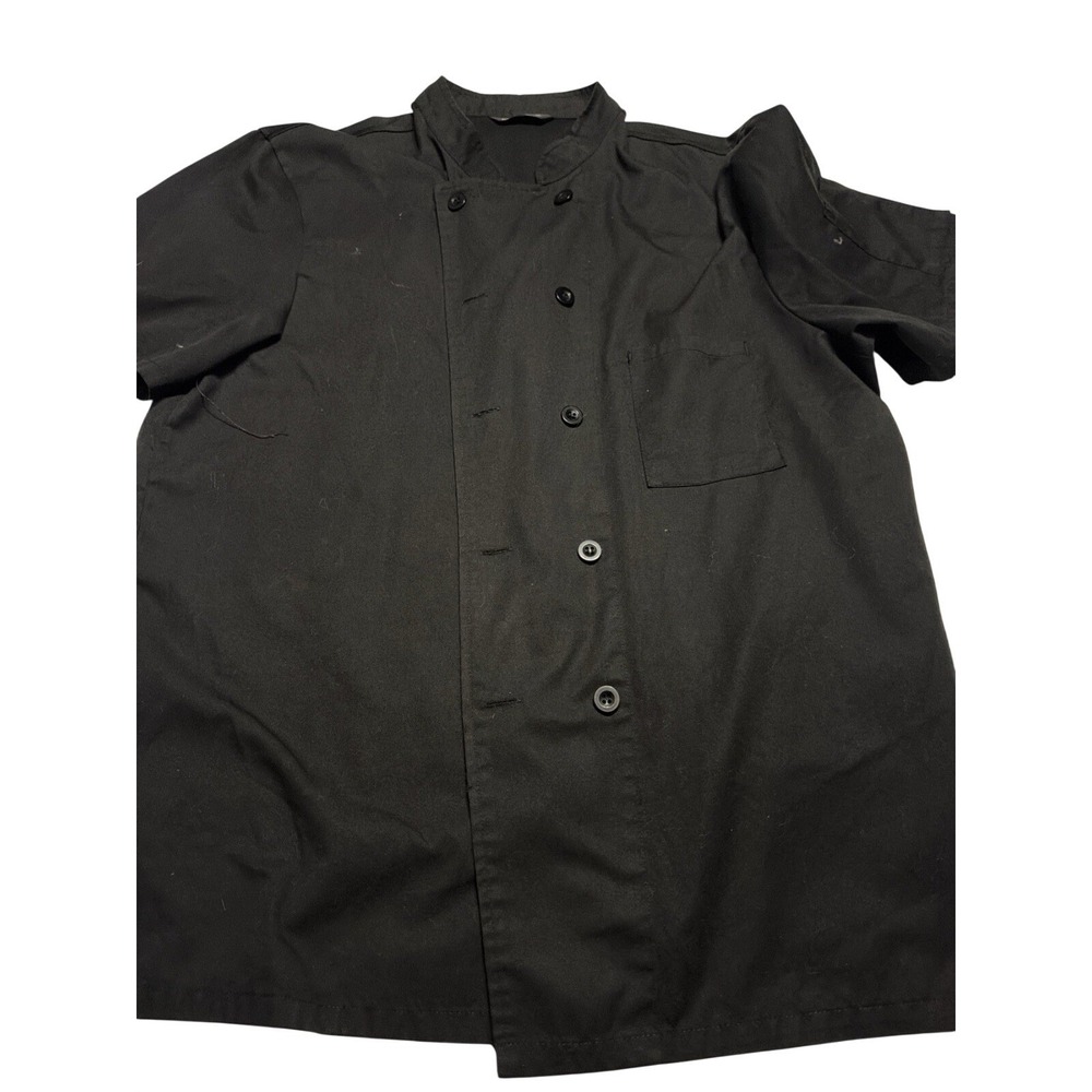 KITCHIEF Mens Black Short Sleeve Chef Coat Jacket Size XL Double Breasted Pocket